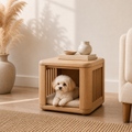 Wooden Dog Crate Side Table