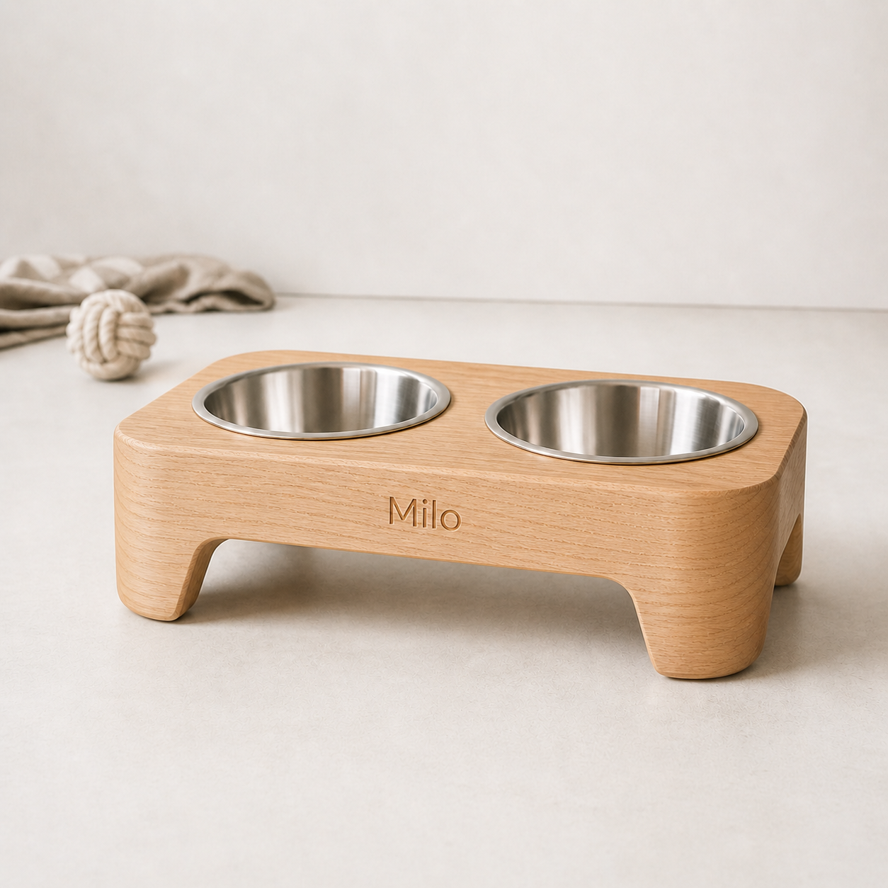 Personalized Elevated Wooden Pet Bowl Stand
