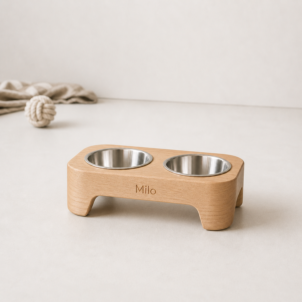 Personalized Elevated Wooden Pet Bowl Stand