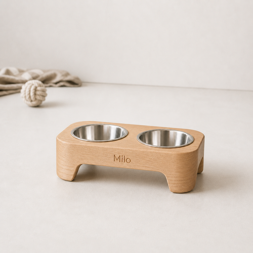 Personalized Elevated Wooden Pet Bowl Stand