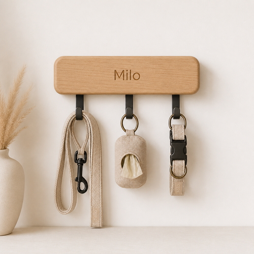 Personalized Wooden Dog Leash Holder