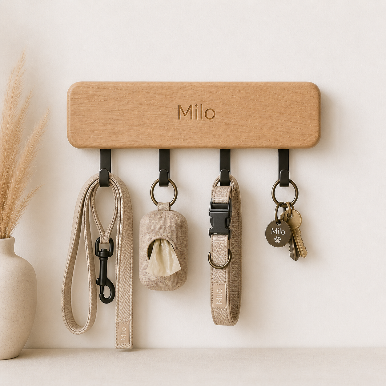Personalized Wooden Dog Leash Holder