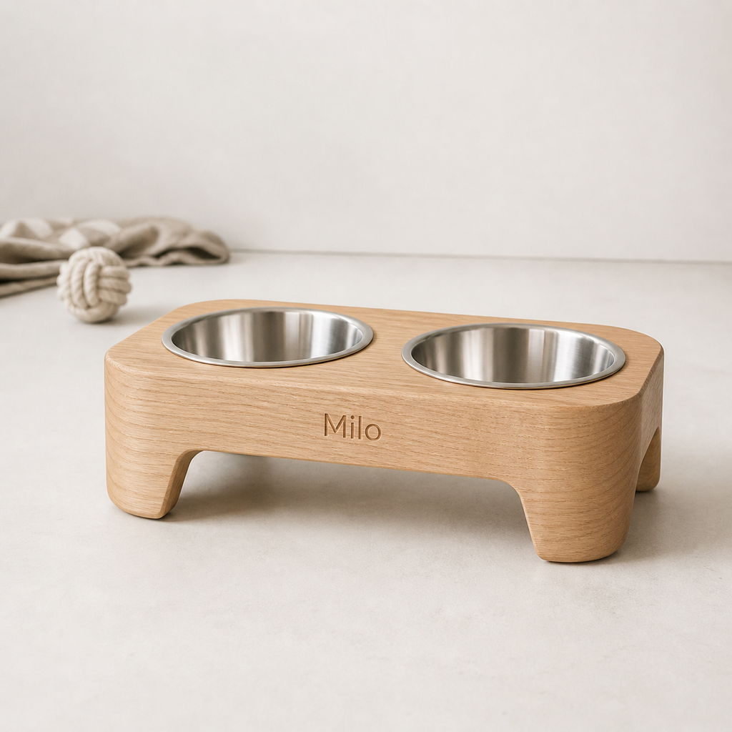 Personalized Elevated Wooden Pet Bowl Stand